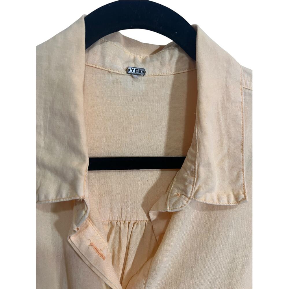 YFB Women's XL Sailboat Peach Oversized ButtonDown Tunic Linen Blend Shirt-Dress - Picture 4 of 7